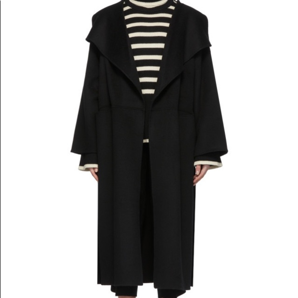 Toteme black wool coat.